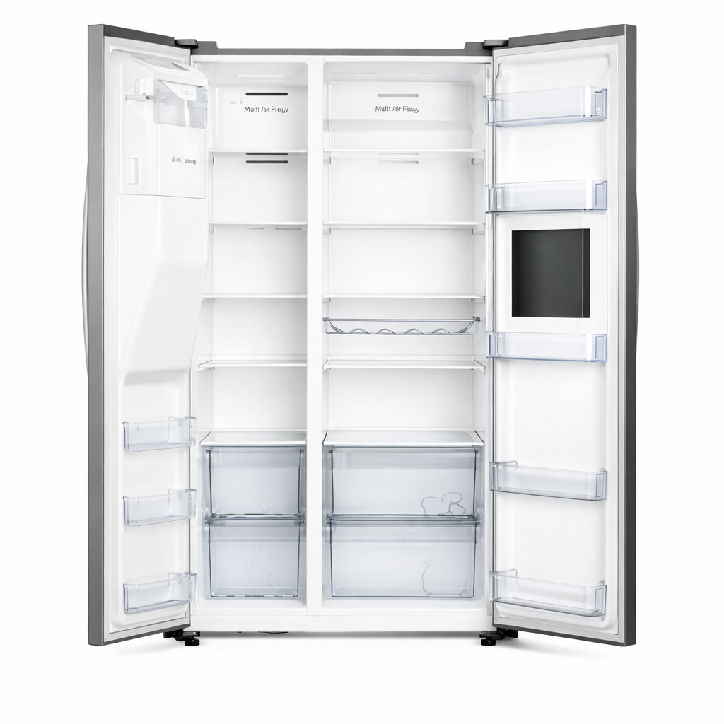 Pannova Stainless Steel Side by Side Refrigerator With Ice Maker and Water Dispenser - Image 6